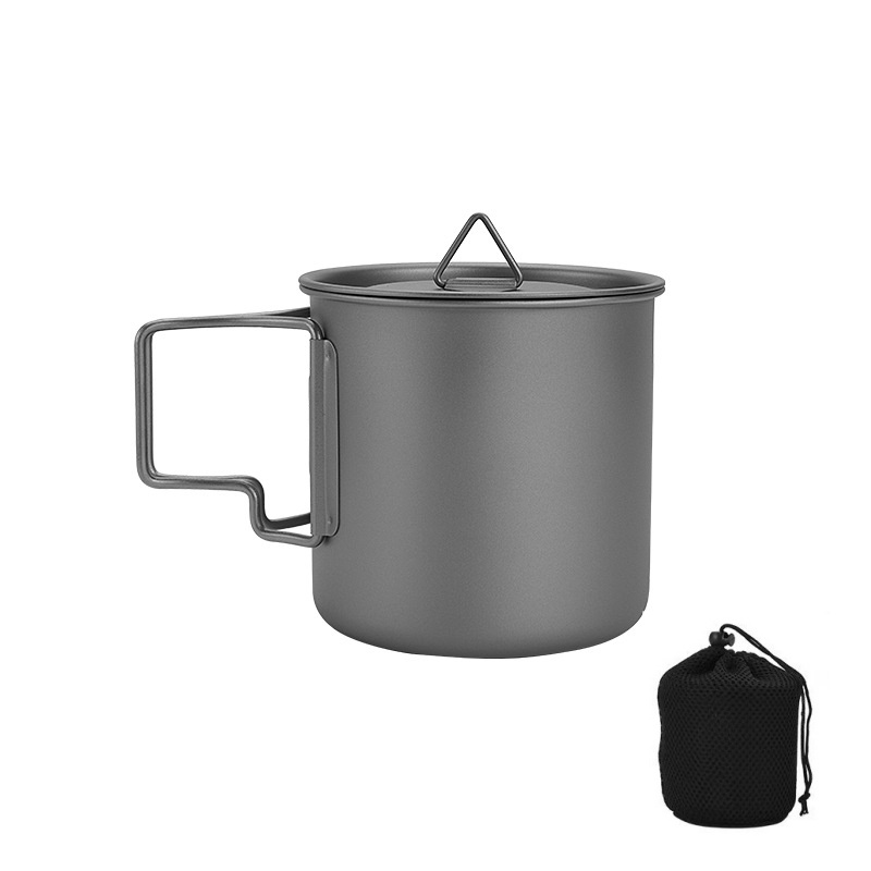 Camping Cooking Gear - Titanium Camping Mug with Folding Handle