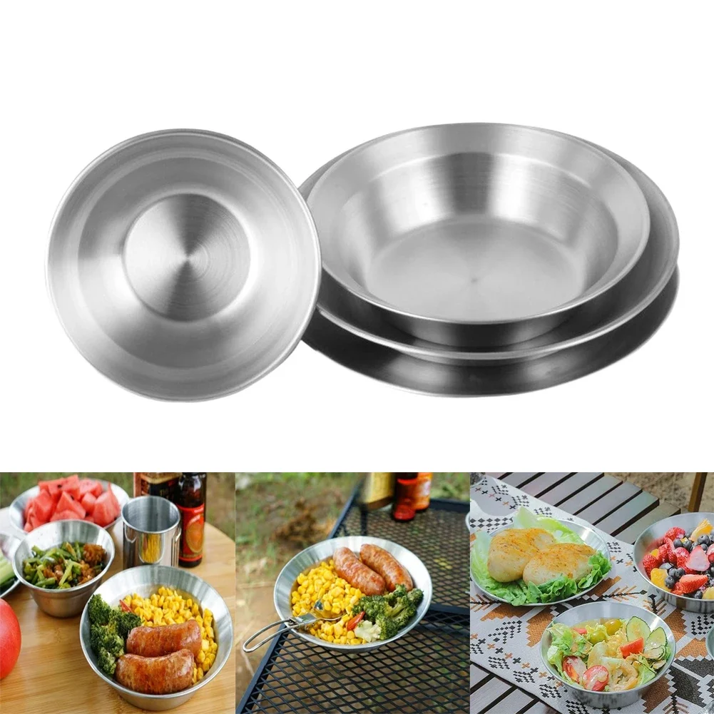 Camping Cooking Plate - Stainless Steel Dinnerware Set Outdoor Plates