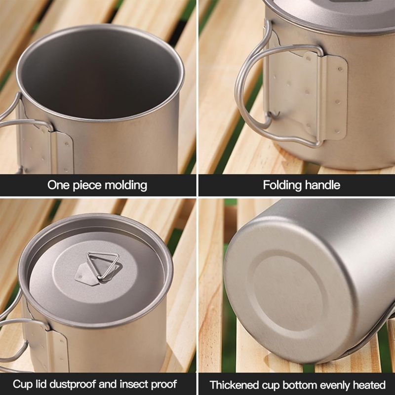 Titanium Camping Mug with Fold - Camping Cooking Gear recension och pris