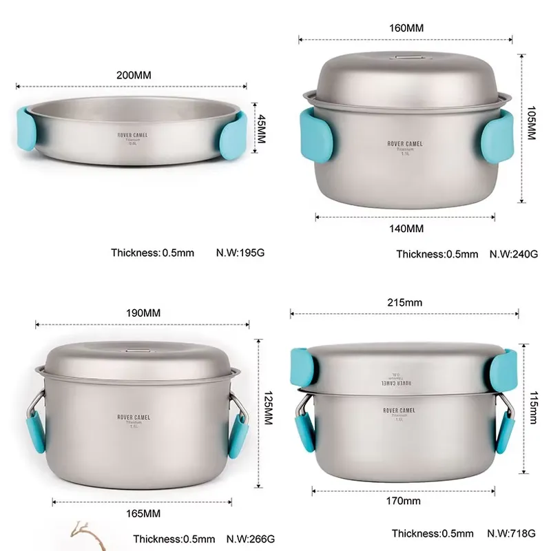 Pure Titanium Pot Set for Camp - Camping Cooking Accessories Set recension och pris