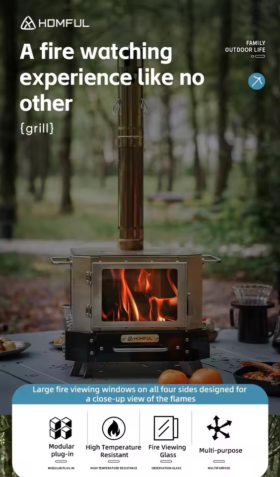 HOMFUL Portable Firewood Stove - Camping Cooking Wood Stove recension och pris