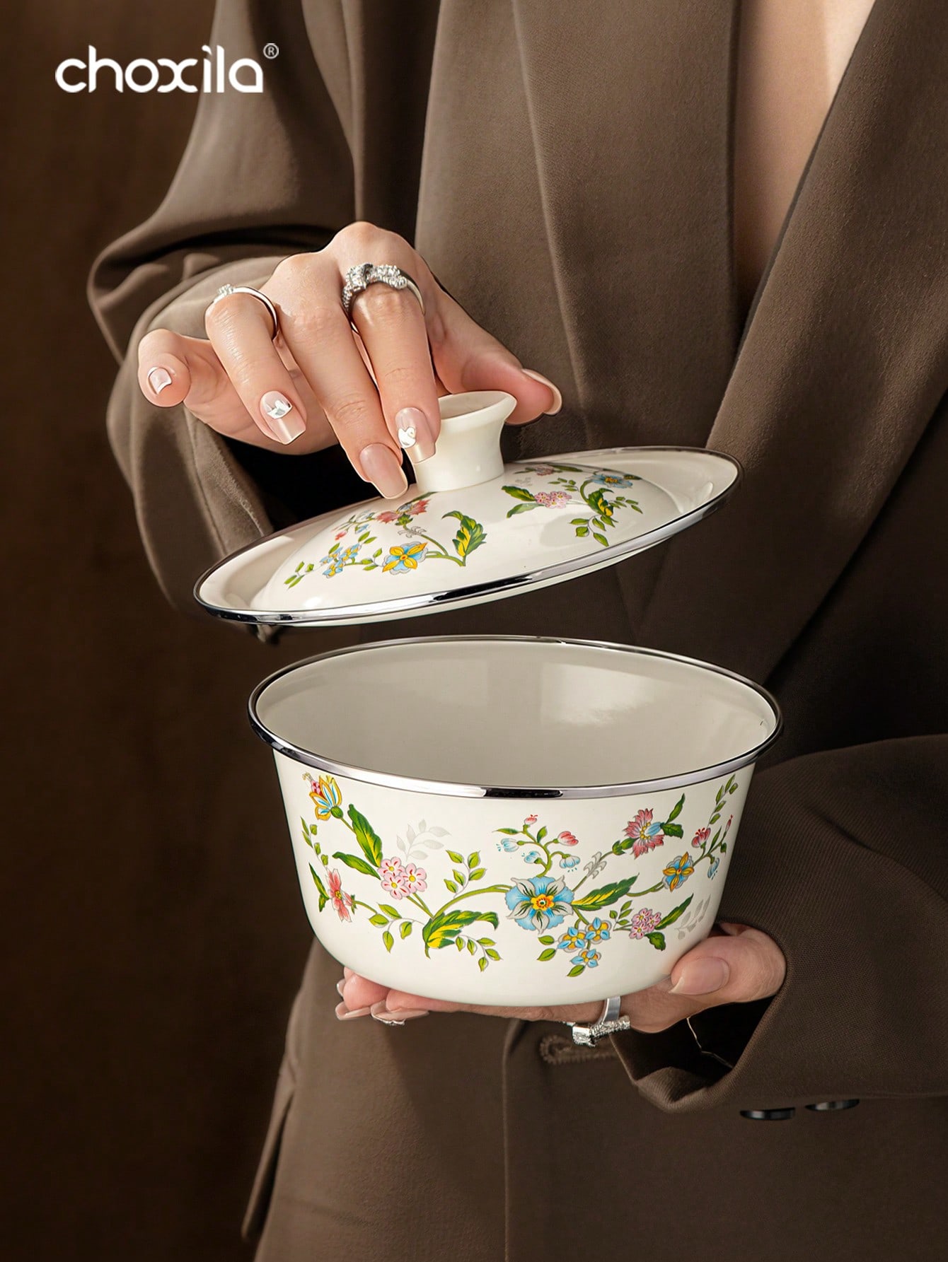 1pc Enamel-Patterned Rice Bowl - Camping Cooking Materials recension och pris