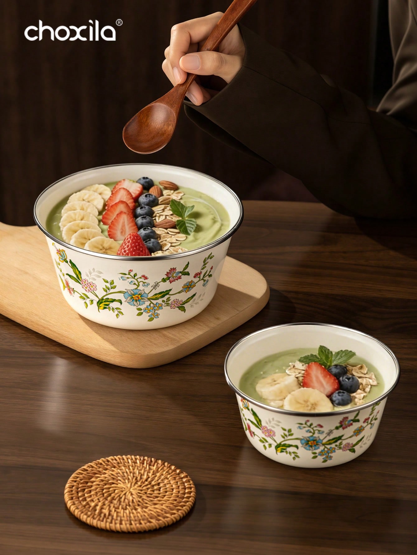 1pc Enamel-Patterned Rice Bowl - Camping Cooking Materials recension och pris