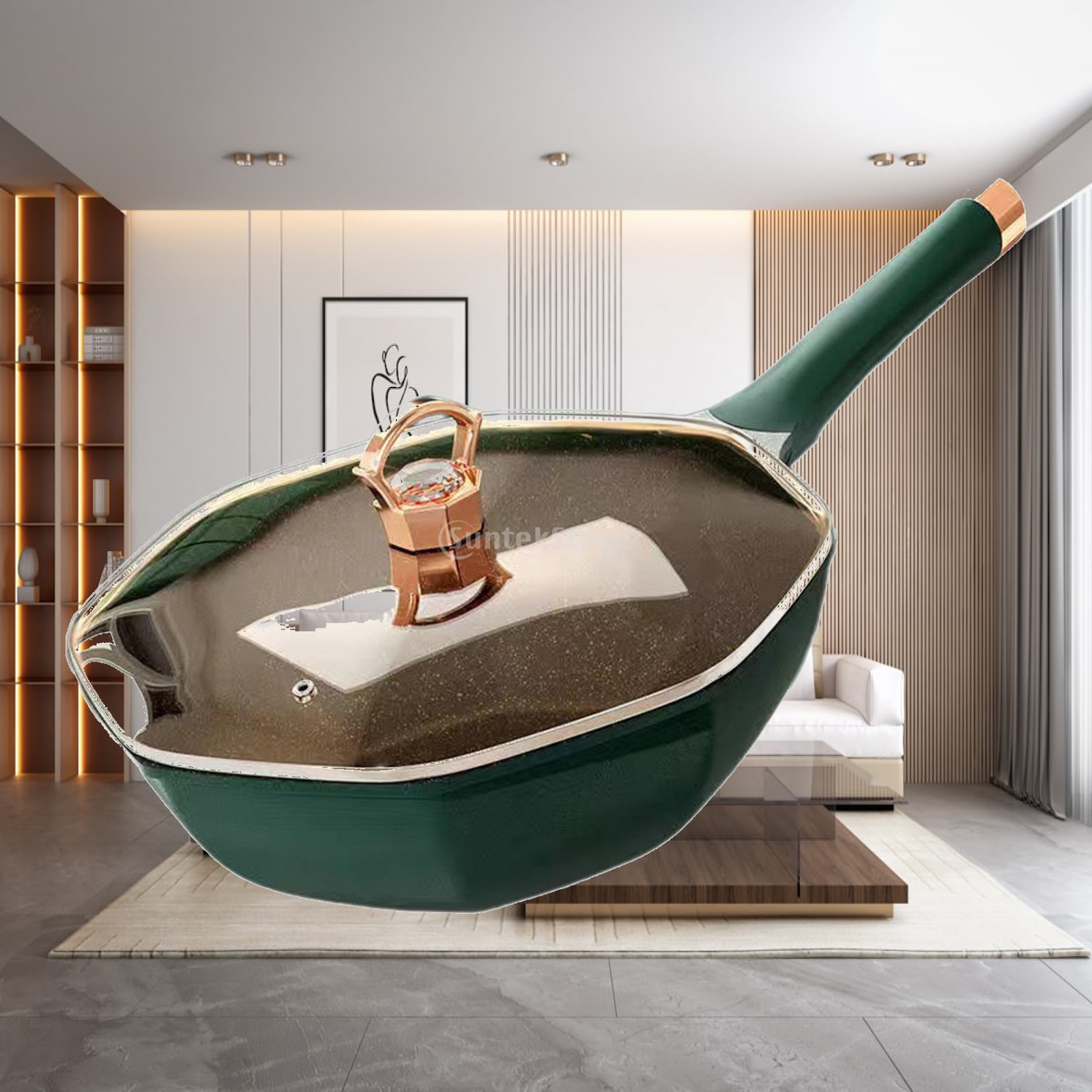 Octagonal Frying Pan with Lid  - Camping Cooking Wok recension och pris
