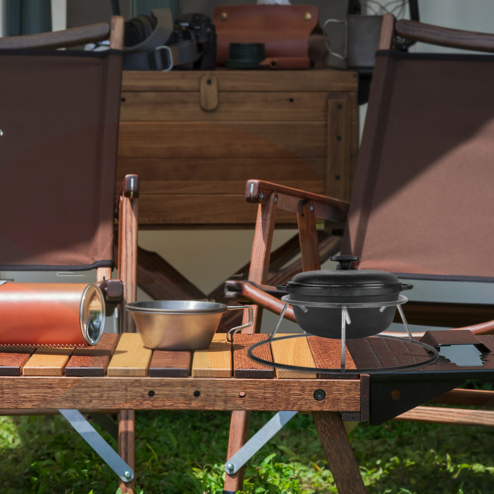 Camping Firewood Rack Iron Pot - Camping Cooking Wok recension och pris