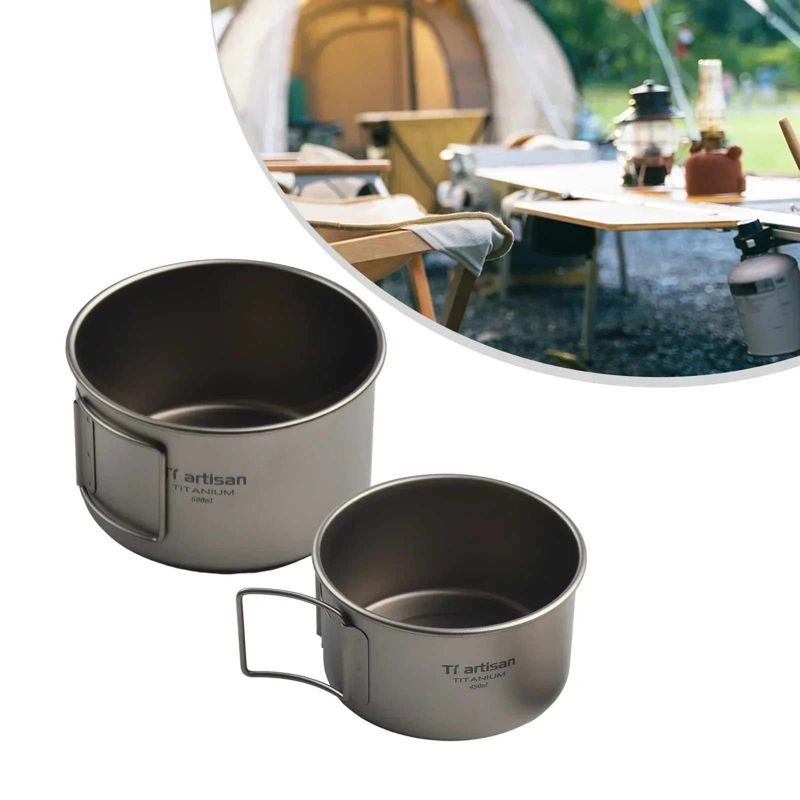 Titanium Bowl With Folding Han - Camping Cooking Wok recension och pris