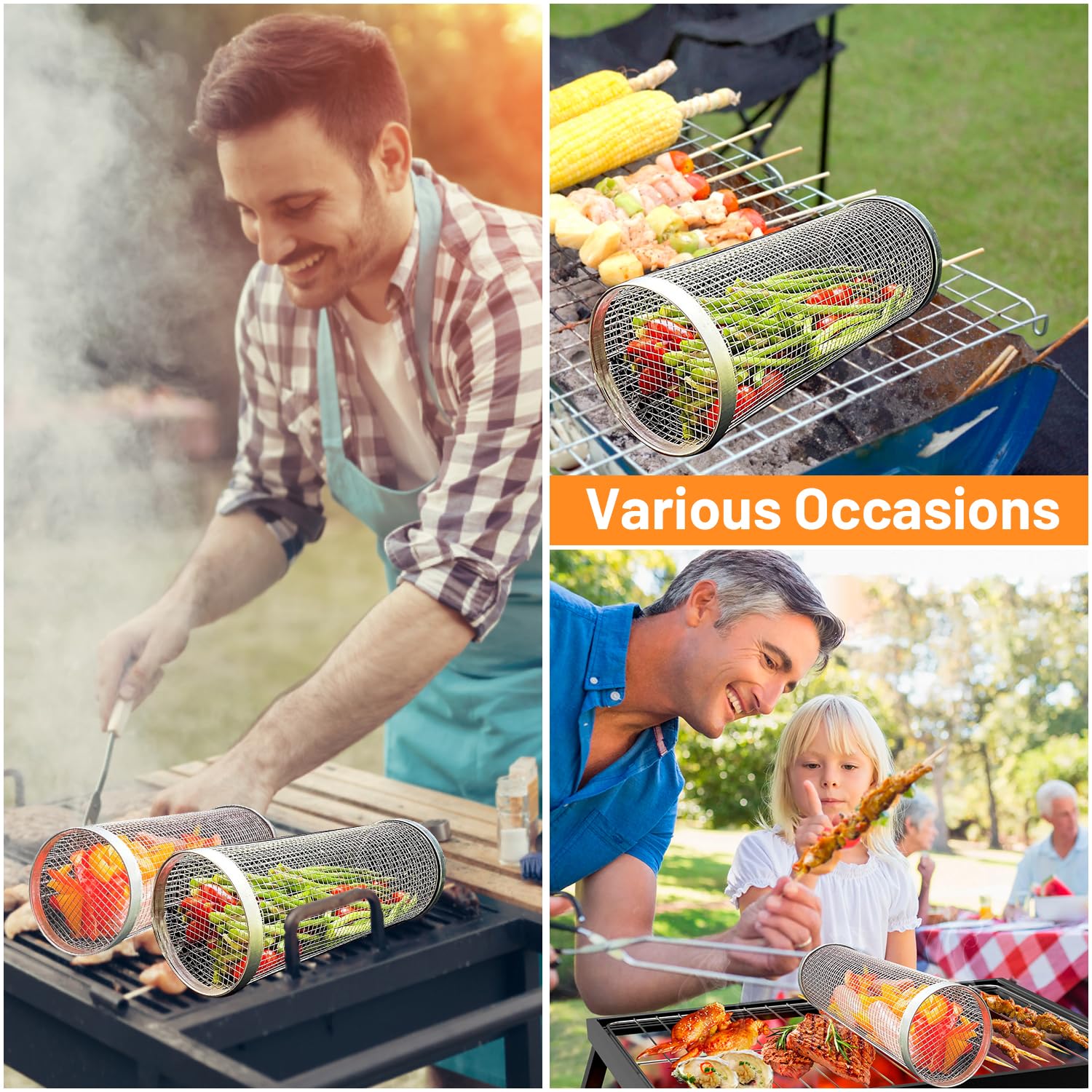 2 Pieces Rolling Grilling Bask - Camping Cooking Essentials recension och pris